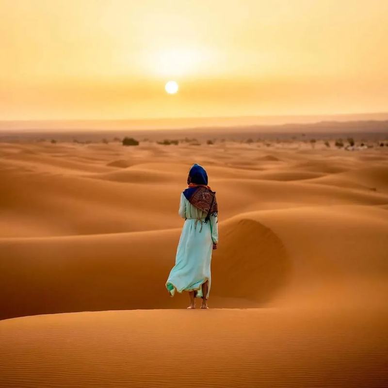 Viajera contemplando las dunas del Sahara