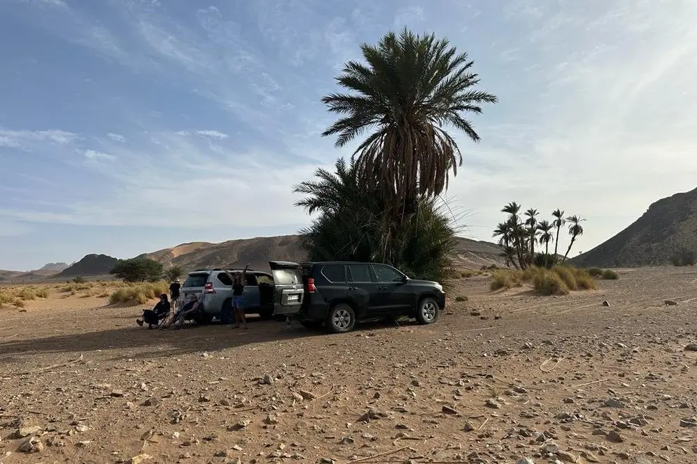 Parada en un oasis del desierto